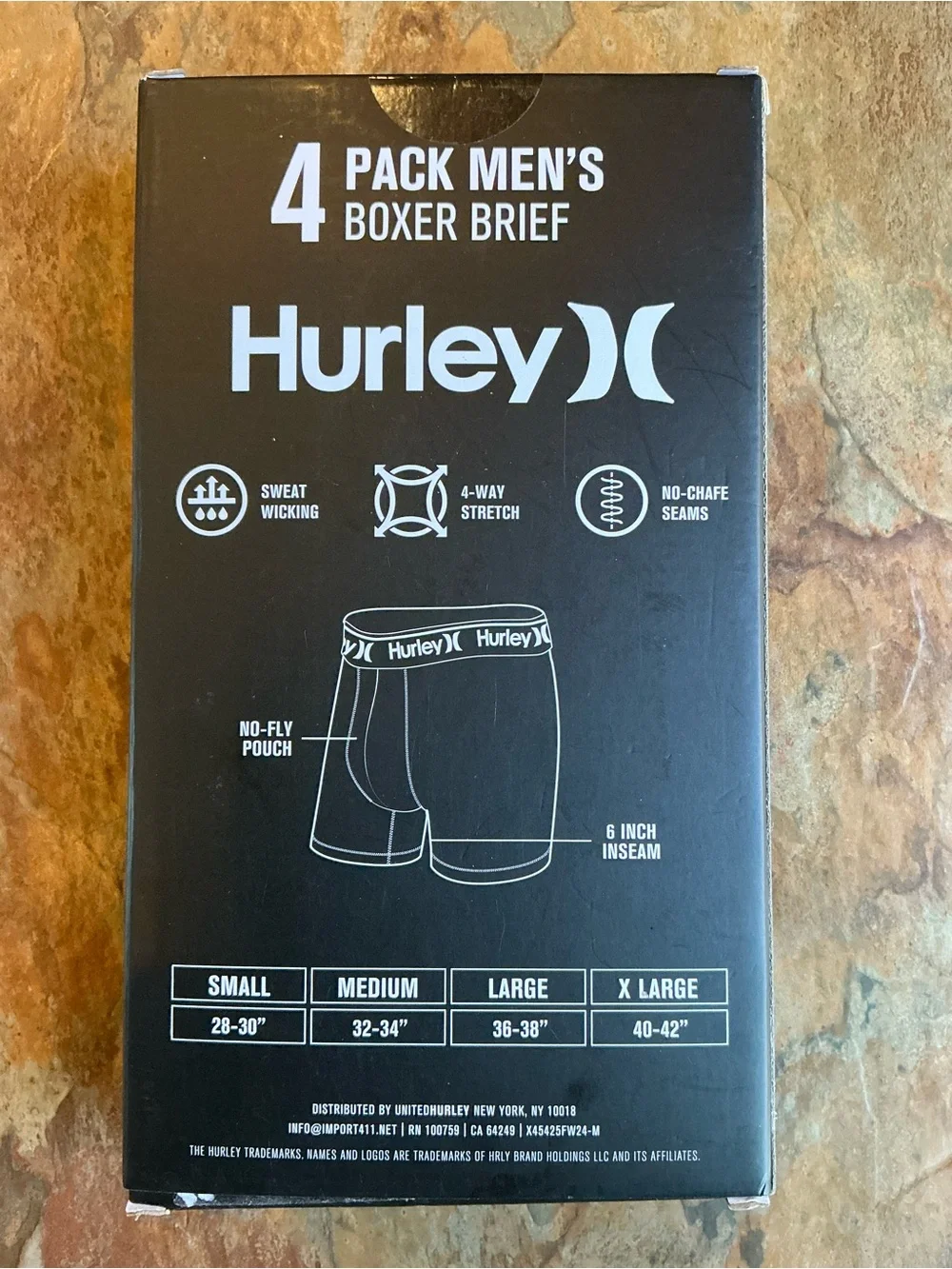 Hurley Men’s 4-Pack Boxer Briefs - Gray, Black, Navy, Olive